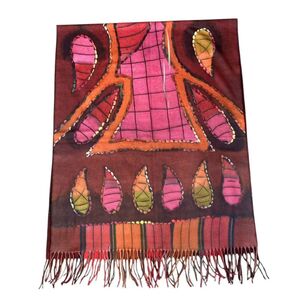 Écharpe double face à motif abstrait dans de belles couleurs