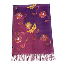 Écharpe réversible sublimée par des fleurs finitions à franges