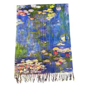 Écharpe réversible à l’effigie de Frida Kahlo bordée de franges