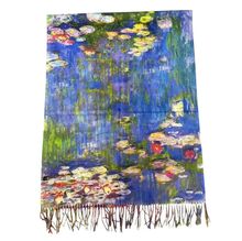 Écharpe réversible à l’effigie de Frida Kahlo bordée de franges