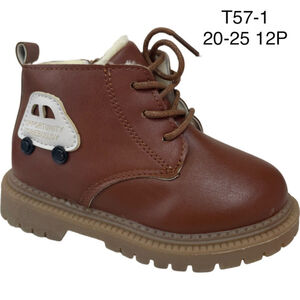 Bottine fourrée à laçage et zip avec patch voiture taille 20-25