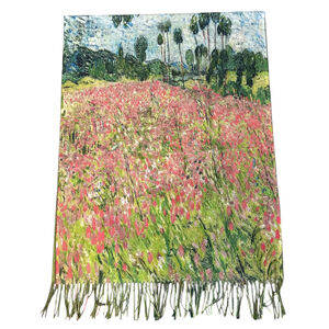 Écharpe réversible Van Gogh "Vase aux roses" & "Champ de coquelicots"