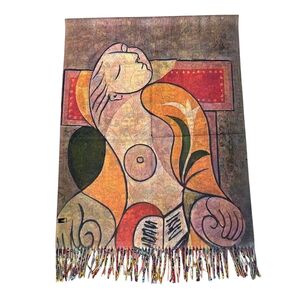 Écharpe double face avec "La Lecture" de Picasso & motif d'une foule de chats colorés