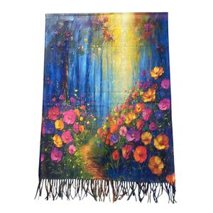 Écharpe motif recto-verso de champ de blé & un paysage forestier coloré