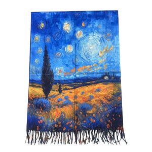 Écharpe motif recto-verso de champ de blé & un paysage forestier coloré