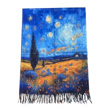 Écharpe motif recto-verso de champ de blé & un paysage forestier coloré