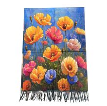 Écharpe réversible "Jardin de coquelicots" & "Paysage de montagne"