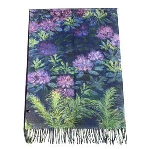 Écharpe réversible florale "Grands iris stylisés" & "Fleurs de rhododendron"