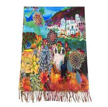 Écharpe réversible "Paysage méditerranéen" &"Jardin de fleurs"