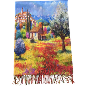 Écharpe réversible "Paysage méditerranéen" &"Jardin de fleurs"