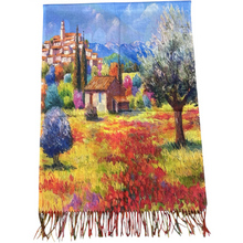 Écharpe réversible "Paysage méditerranéen" &"Jardin de fleurs"
