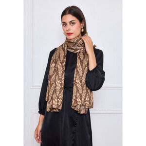 Écharpe automne à imprimée à feuilles avec dorure - 3 pièces