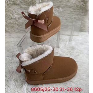 Bottines fourrées avec nœud en ruban à l’arrière pour enfant 20 à 25