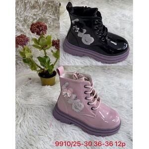 Bottines rangers vernies "LOVE" orné de strass scintillants pour enfant 25 à 30