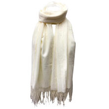 Écharpe laine viscose unie à bords frangés