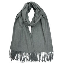 Écharpe laine viscose unie à bords frangés