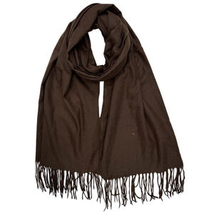 Écharpe laine viscose unie à bords frangés