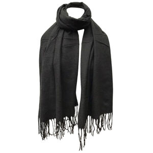 Écharpe laine viscose unie à bords frangés