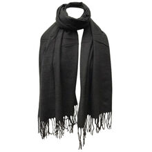 Écharpe laine viscose unie à bords frangés