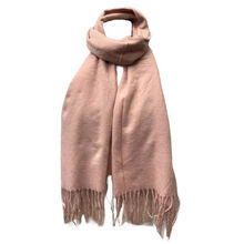 Écharpe laine viscose unie à bords frangés