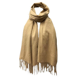 Écharpe laine viscose unie à bords frangés