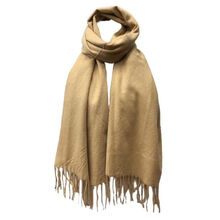 Écharpe laine viscose unie à bords frangés