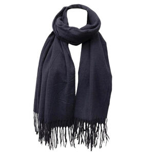 Écharpe laine viscose unie à bords frangés