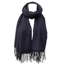 Écharpe laine viscose unie à bords frangés