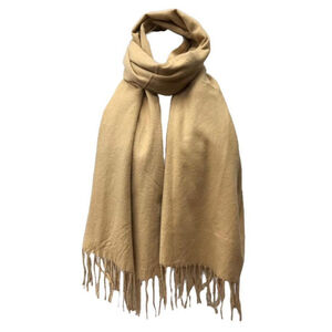 Écharpe laine viscose unie à bords frangés