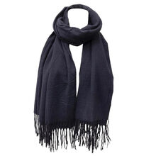 Écharpe laine viscose unie à bords frangés