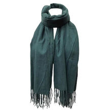 Écharpe laine viscose unie à bords frangés