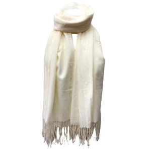 Écharpe laine viscose unie à bords frangés