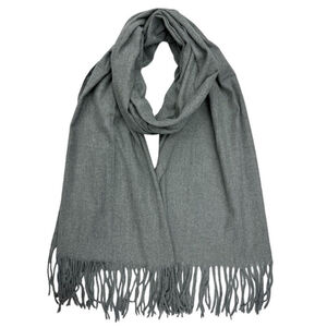 Écharpe laine viscose unie à bords frangés