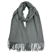 Écharpe laine viscose unie à bords frangés