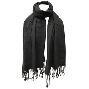 Écharpe laine viscose unie à bords frangés