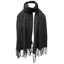 Écharpe laine viscose unie à bords frangés