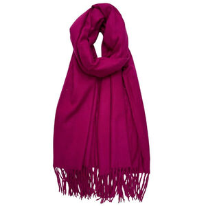 Écharpe laine viscose unie à bords frangés