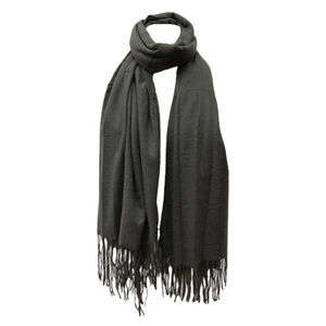 Écharpe laine viscose unie à bords frangés