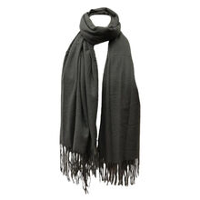 Écharpe laine viscose unie à bords frangés