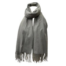 Écharpe laine viscose unie à bords frangés