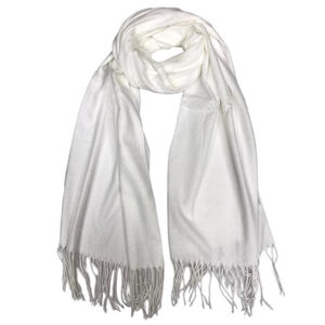 Écharpe laine viscose unie à bords frangés