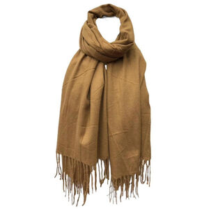 Écharpe laine viscose unie à bords frangés