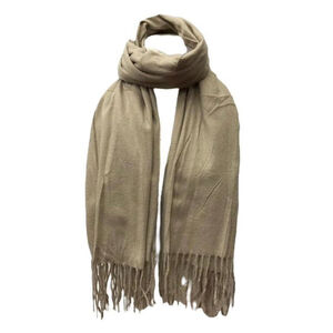 Écharpe laine viscose unie à bords frangés