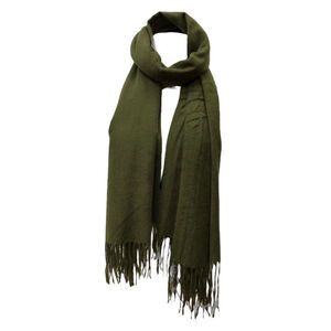 Écharpe laine viscose unie à bords frangés