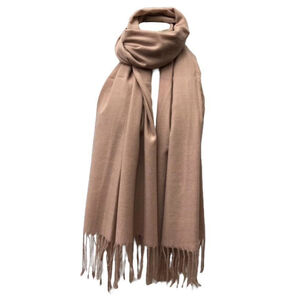 Écharpe laine viscose unie à bords frangés