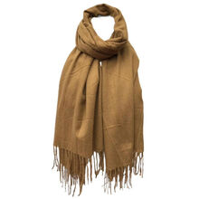 Écharpe laine viscose unie à bords frangés