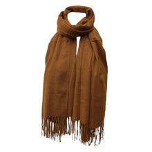 Écharpe laine viscose unie à bords frangés