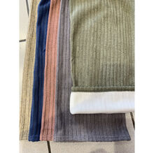 Pantalon large à doublure polaire motif côtelé vertical en grande taille