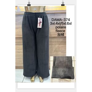 Pantalon large à doublure polaire motif côtelé vertical en grande taille