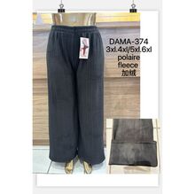 Pantalon large à doublure polaire motif côtelé vertical en grande taille